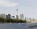 Toronto waterfront with CN Tower with a blurry background