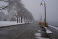 Toronto waterfront Martin Goodman recreational trail during heavy snowstorm Royalty Free Stock Photo