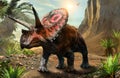 Torosaurus from the Cretaceous era 3D illustration Royalty Free Stock Photo
