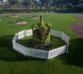 Torquay, Devon, England: DRONE VIEW: A Topiary Crown celebrating the coronation of King Charles III (PHOTO 2)