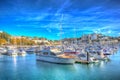 Torquay Devon UK marina with boats and yachts on beautiful day in colourful HDR