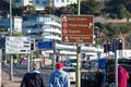 Torquay, England signs along the seafront showing local attractions. Royalty Free Stock Photo