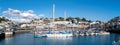 Torquay harbour view of luxury sailing boats and yachts,