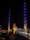 Torquay Marina Harbour Bridge, with blue and golden lights Royalty Free Stock Photo