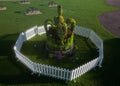 Torquay, Devon, England: DRONE VIEW: A Topiary Crown celebrating the coronation of King Charles III (PHOTO 1)