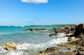 Torques water and bay on Formentera Balearic island Spain. Royalty Free Stock Photo