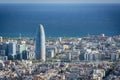 Torre Agbar in financial district of Barcelona,