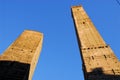 Torre Asinelli and Garisenda in sun and blue skies in Bologna (Italy) Royalty Free Stock Photo