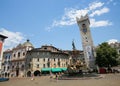Torre Civica and Neptune Fountain in Trento, Italy Royalty Free Stock Photo