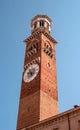 Torre dei Lamberti in Piazza delle Erbe, Verona, Italy. It is also known as the -Bell Tower-, built in the 12th century Royalty Free Stock Photo