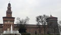 Torre del Filarete at Sforza Castle, Castello Sforzesco, Milan, northern Italy.o Royalty Free Stock Photo