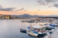 Torre del Greco, Naples, Campania, Italy - scenic view of the sea and boats from the port, on background Sorrento peninsula