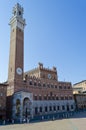 Torre del Mangia in Piazza del Campo - Siena Italy Royalty Free Stock Photo