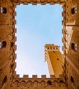 Torre del Mangia Mangia tower from inside the building Royalty Free Stock Photo