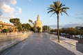 Torre del Oro, historical limestone Tower of Gold in Seville, Spain Royalty Free Stock Photo