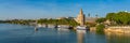 Torre del Oro, Seville, Spain. Military watchtower at the Guadalquivir river, panorama