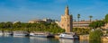 Torre del Oro, Seville, Spain. Military watchtower at the Guadalquivir river, panorama