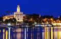Torre del Oro -Tower of Gold on the bank of the Guadalquivir river, Seville, Spain Royalty Free Stock Photo