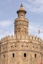 The Torre del Oro, Tower of Gold is a dodecagonal military watchtower in Seville, Spain Royalty Free Stock Photo