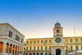 Torre dell`Orologio clock tower with astronomical clock and Loggia del Consiglio building in Padua