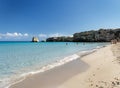 Torre dell`Orso beach with Two Sisters stacks Royalty Free Stock Photo