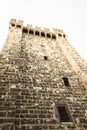 Torre della Pallata in Brescia, Lombardy, Italy. Aged photo effect