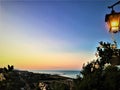 Torre di Palme town in Marche region, Italy. Sunset, sea and colours