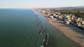 Torre Pedrera Beach, Rimini. Aerial view from drone in summer season