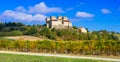 Castles and vineyards of Italy - medieval Castello di Torrechiara, Parma province Royalty Free Stock Photo