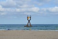 TORREDEMBARRA, SPAIN - June 30: Catalonian flag on Torredembarra beach.