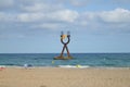 TORREDEMBARRA, SPAIN - June 30: Catalonian flag on Torredembarra beach.