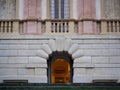 The majestic stone entrance of Villa dei Vescovi, a Venetian Renaissance-style villa. Currently it is a museum open to the public. Royalty Free Stock Photo