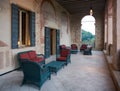 The wonderful outdoor terrace of Villa dei Vescovi, a Venetian R Royalty Free Stock Photo