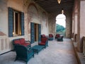 The wonderful outdoor terrace of Villa dei Vescovi, a Venetian R Royalty Free Stock Photo