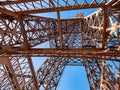 Nadir plane Replica of the Eiffel Tower in Paris, in the Europa park of Torrejon de Ardoz