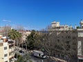 Torremolinos, Spain - February 22, 2021: View of buildings on Torremolinos beach in Spain