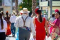 Pilgrims in the traditional Romeria of San Miguel festival (Romeria de San Miguel) as the first day of fair