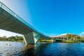 Torrens foot bridge and Adelaide Oval viewed across river Royalty Free Stock Photo