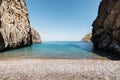 Torrent de pareis, beach in a canyon, majorca, spain Royalty Free Stock Photo