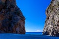 Torrent de Pareis - canyon with beautiful beach on Mallorca, Spain Royalty Free Stock Photo
