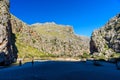 Torrent de Pareis - canyon with beautiful beach on Mallorca, Spain Royalty Free Stock Photo