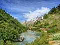 Torrent landscape during Tour du Mont Blanc hike, Aosta Valley Italy