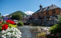 Torrent in the village of Arreau. Pyrenes mountains. South of France Royalty Free Stock Photo