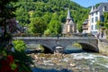 Torrent in the village of Arreau. Pyrenes mountains. South of France Royalty Free Stock Photo