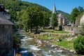 Torrent in the village of Arreau. Pyrenes mountains. South of France Royalty Free Stock Photo