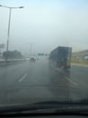 A torrential downpour in traffic