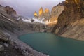 Torres del Paine National Park, maybe the best sunrise in the world! and without seeing the sun! Royalty Free Stock Photo