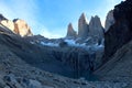 Torres mountain at sunset at Torres del Paine National Park Royalty Free Stock Photo