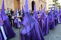 Torrevieja, Spain - April 7, 2023: Nazarenos during Semana Santa procession in Spain
