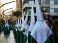 Torrevieja, Spain - April 7, 2023: Nazarenos during Holy Week procession in Torrevieja, Spain